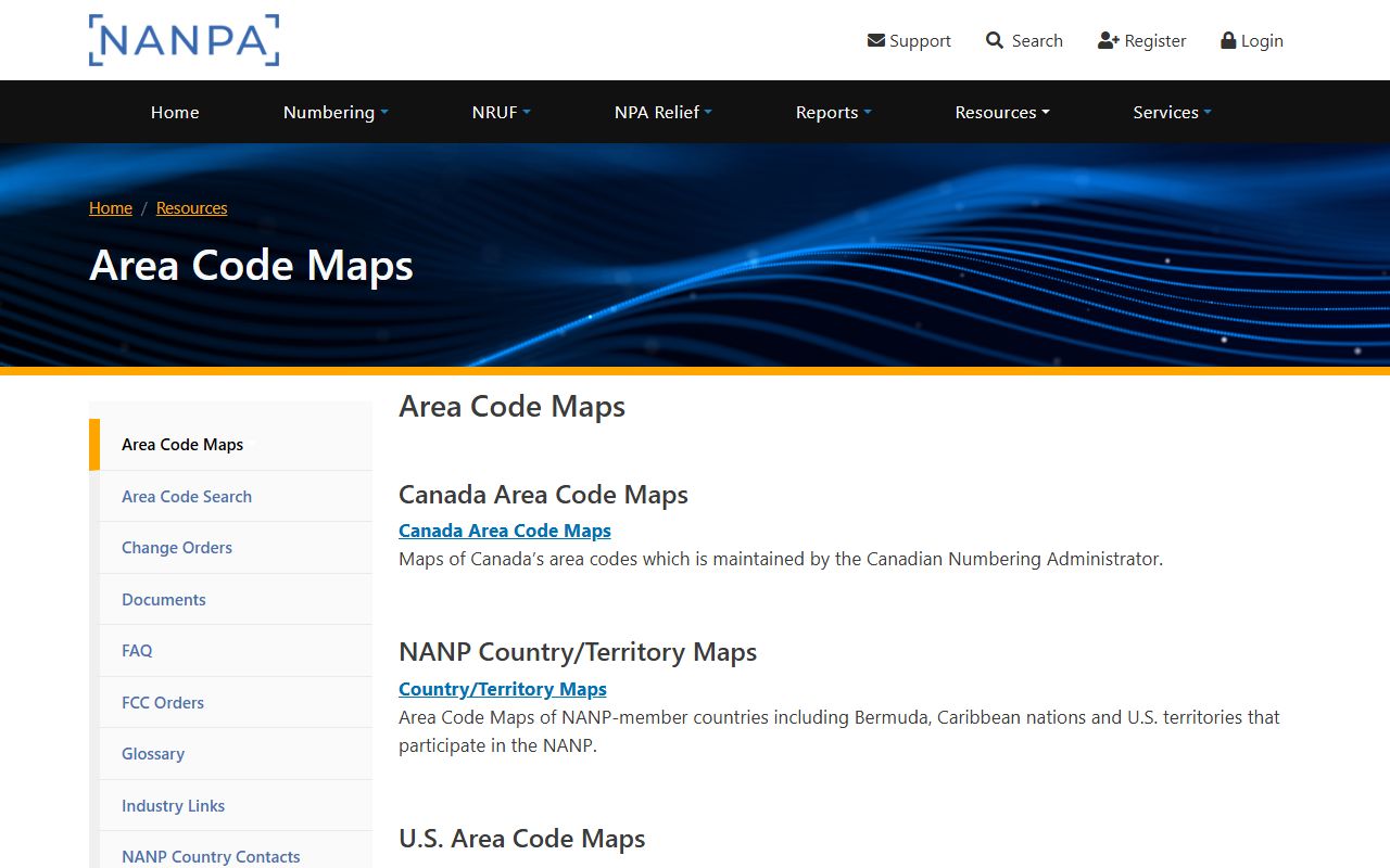 NANPA North Carolina area code map source for Wilson area code 252