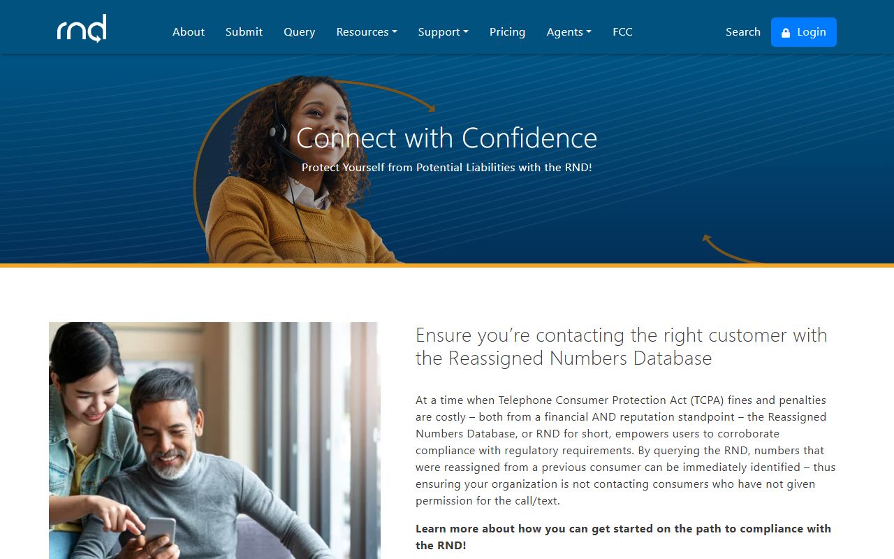 FCC-authorized Reassigned Numbers Database portal for phone-number reassignment checks