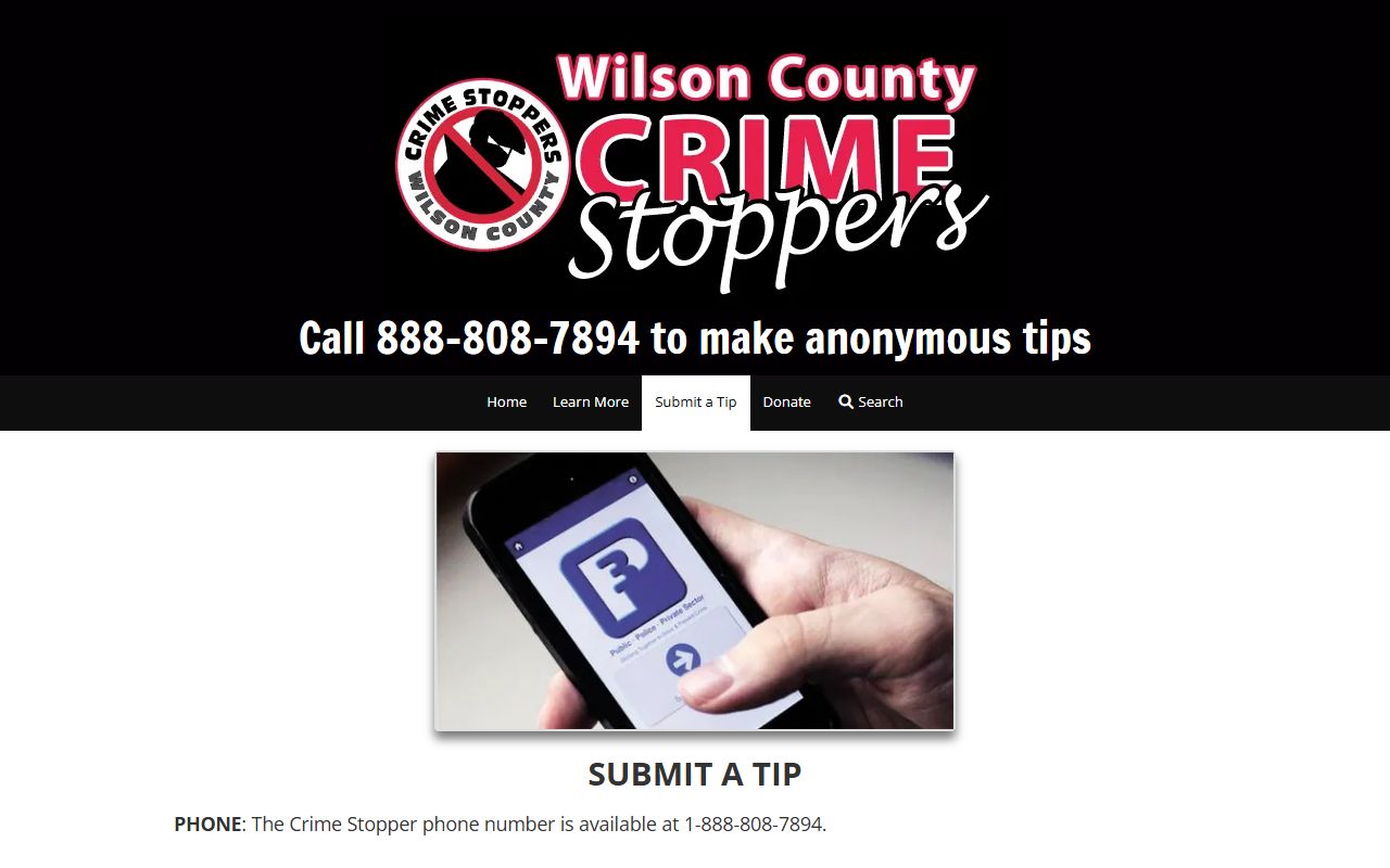 Wilson phone number Crime Stoppers tip contacts