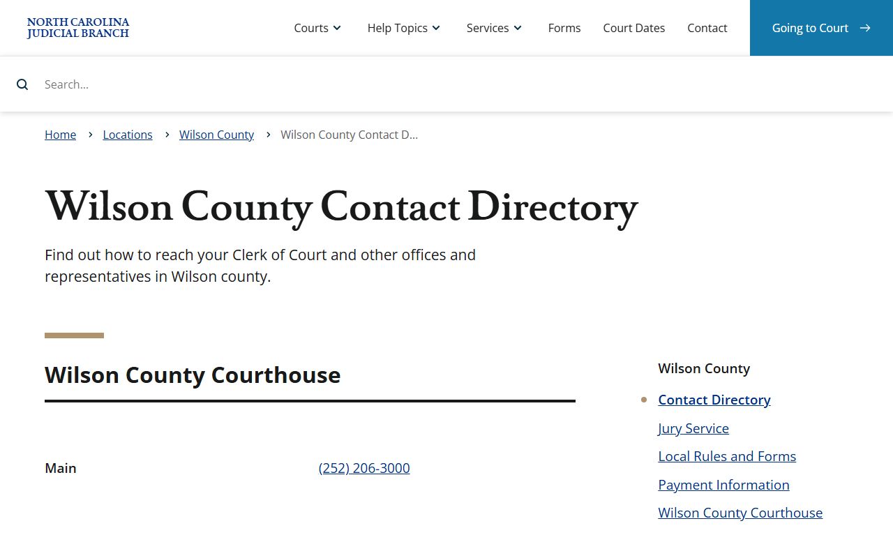 Wilson phone number Wilson County court contact directory